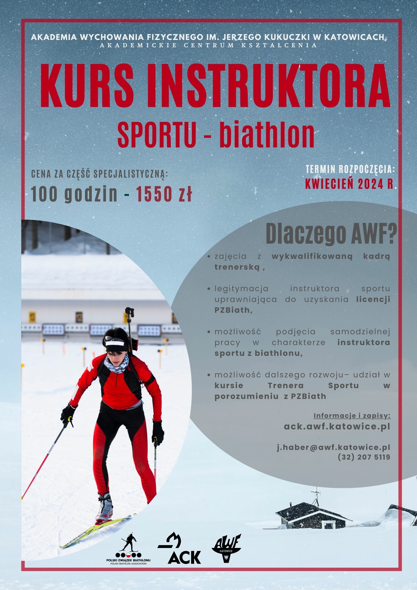 Plakat kursu instruktora sportu biathlon