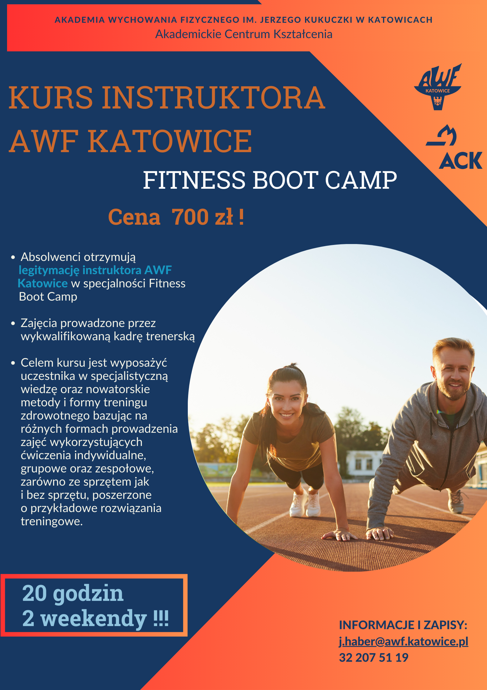 Plakat kurs instruktora fitness boot camp