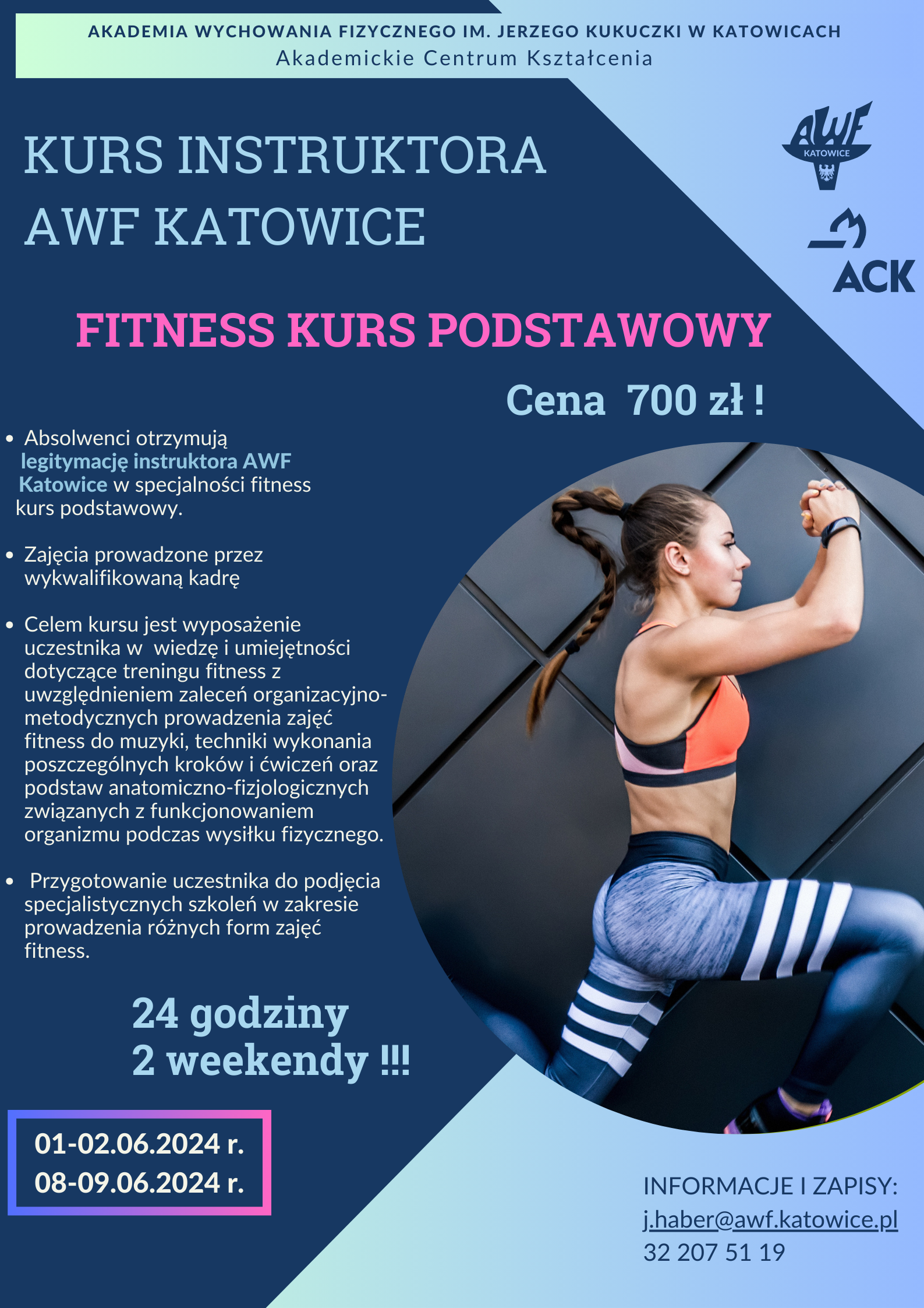 Plakat kursu instruktora fitness