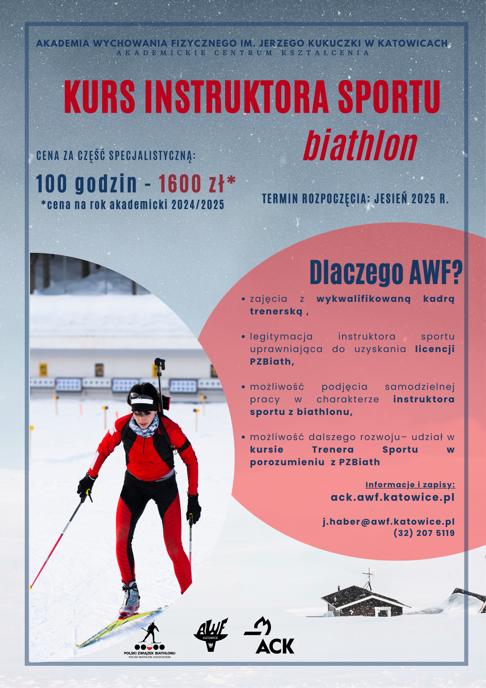 Plakat kursu instruktora sportu z biathlon