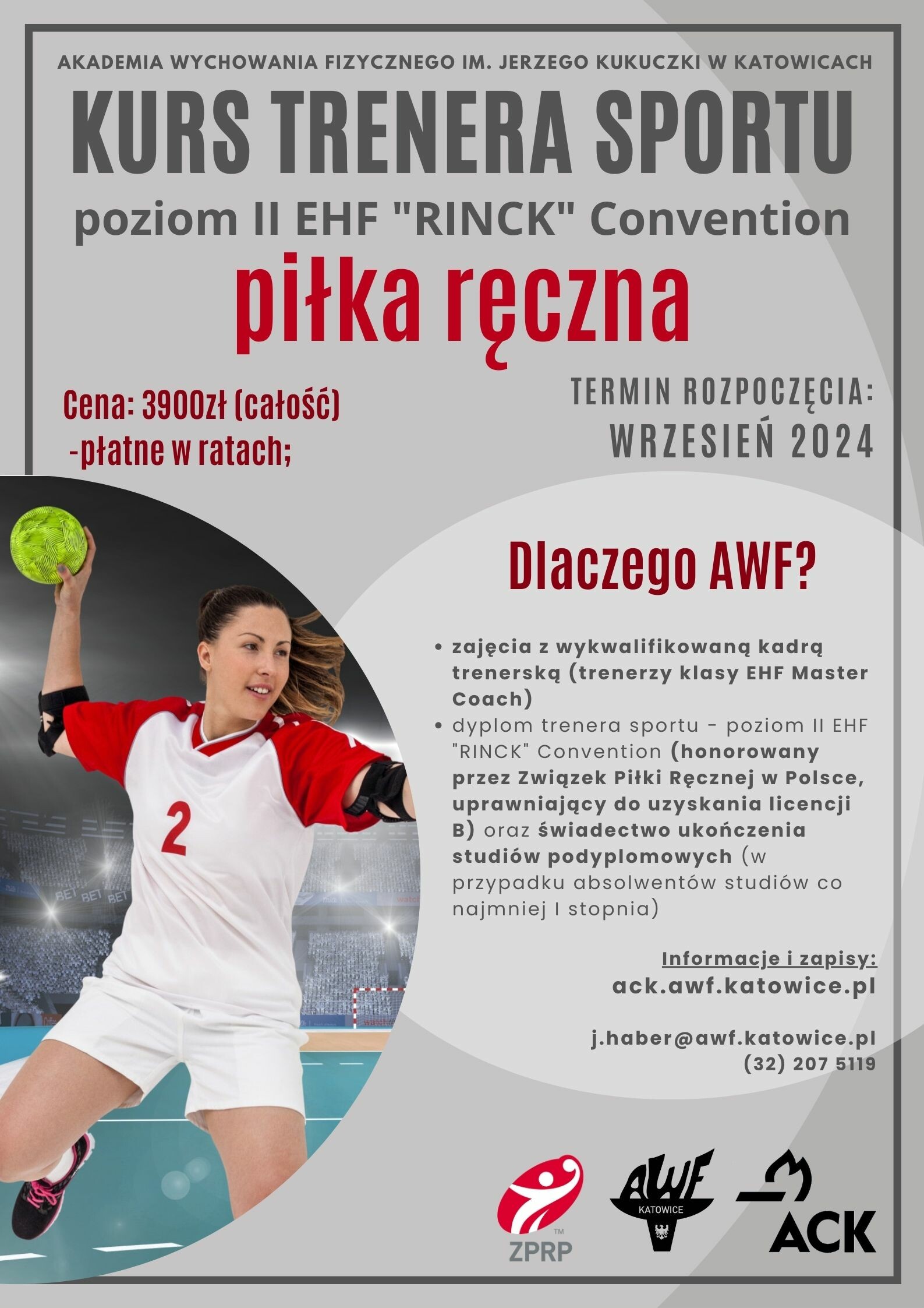 Plakat kurs trenera sportu piłka ręczna