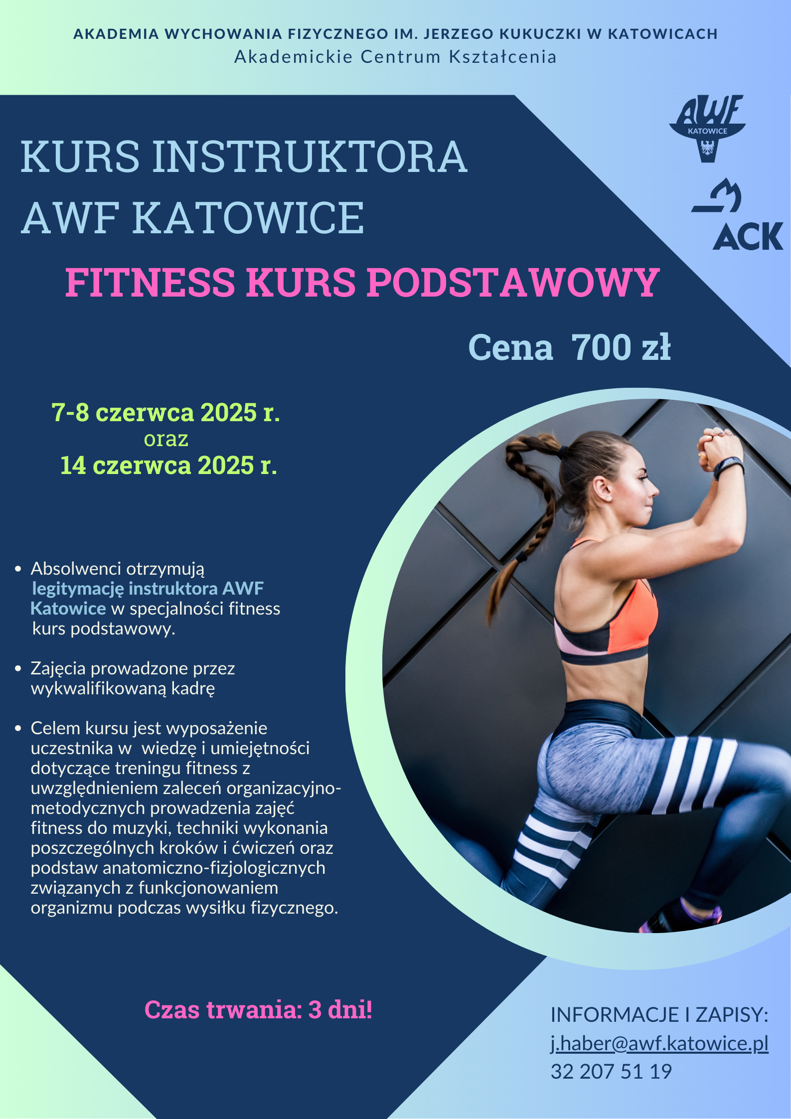 Plakat kurs instruktora fitness 