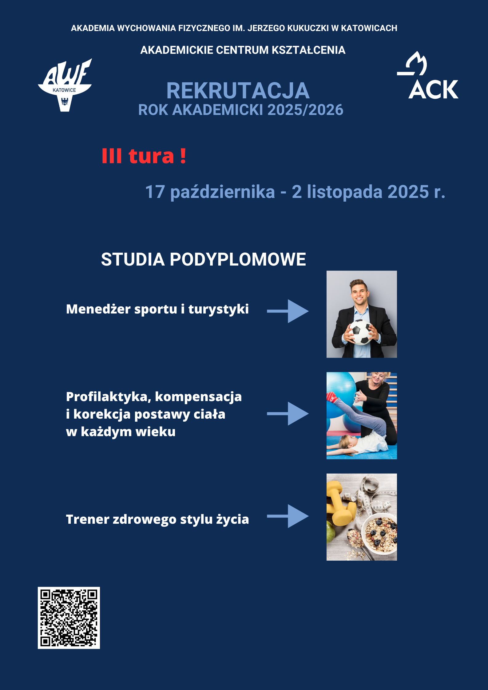 Plakat rekrutacji na studia podyplomowe III tura