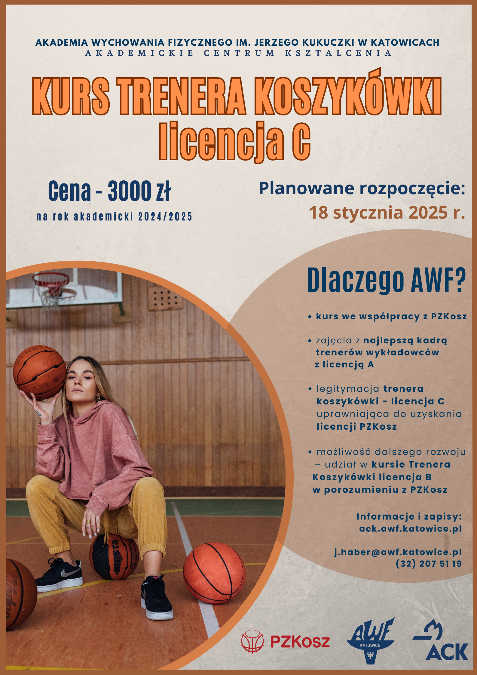 Plakat kurs trenera koszykówki licencja C