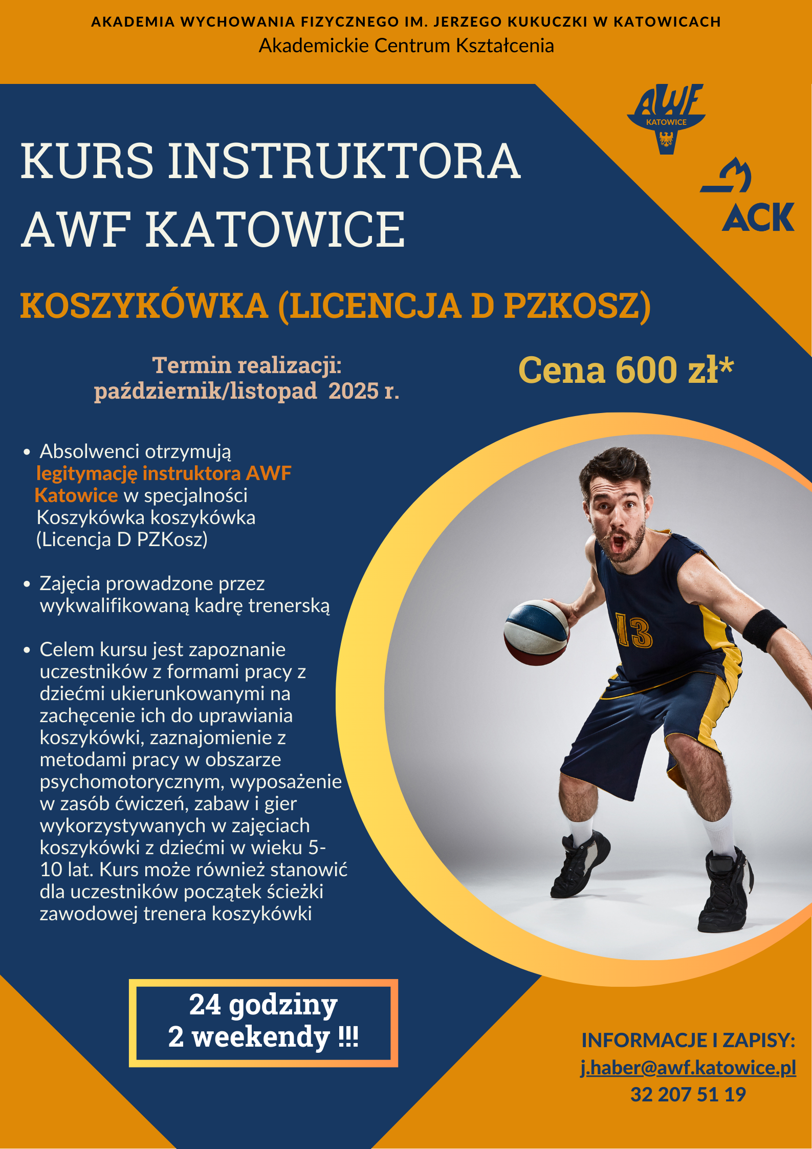Plakat kursu koszykówka licencja D