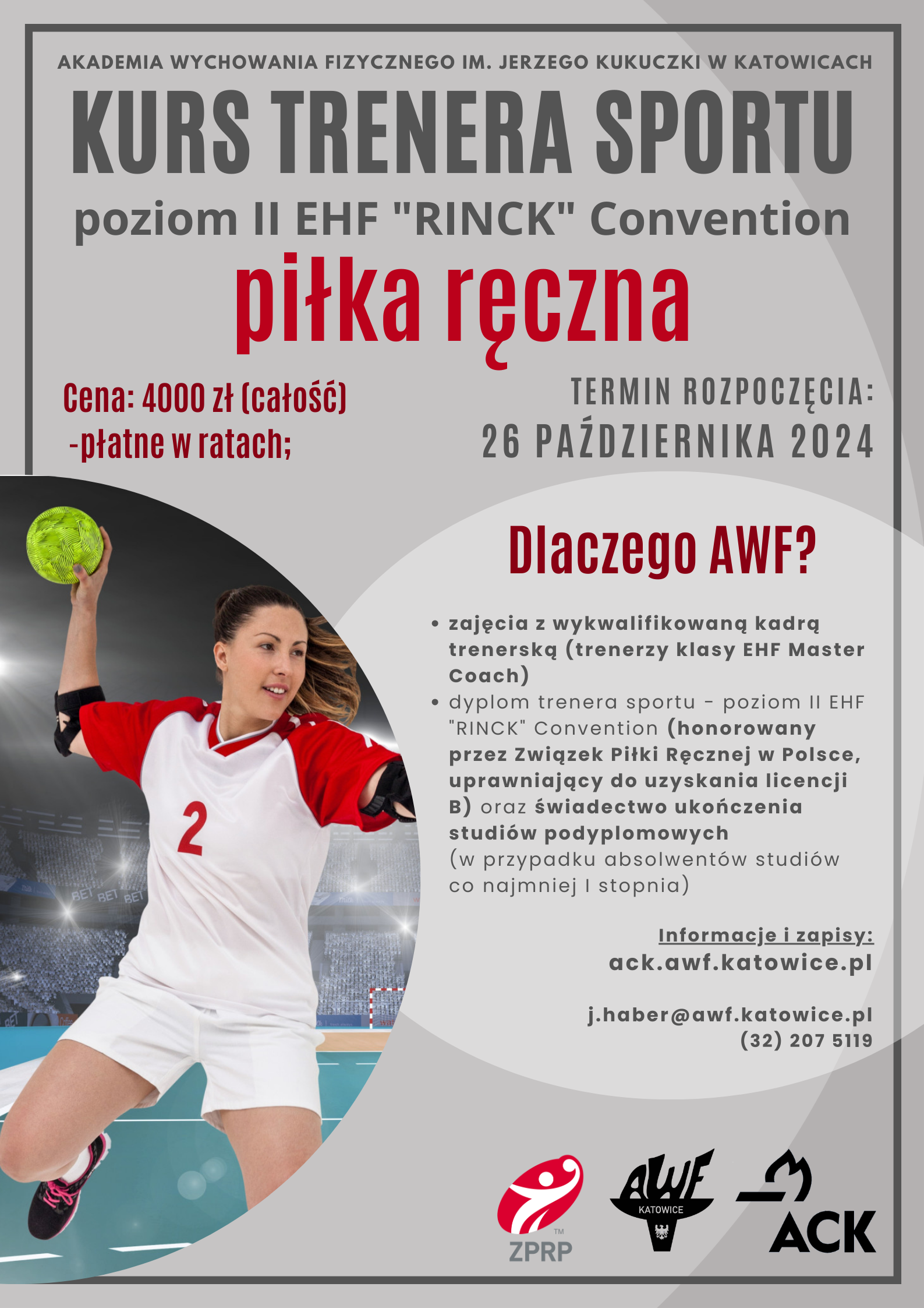 Plakat kurs trenera sportu piłki ręcznej