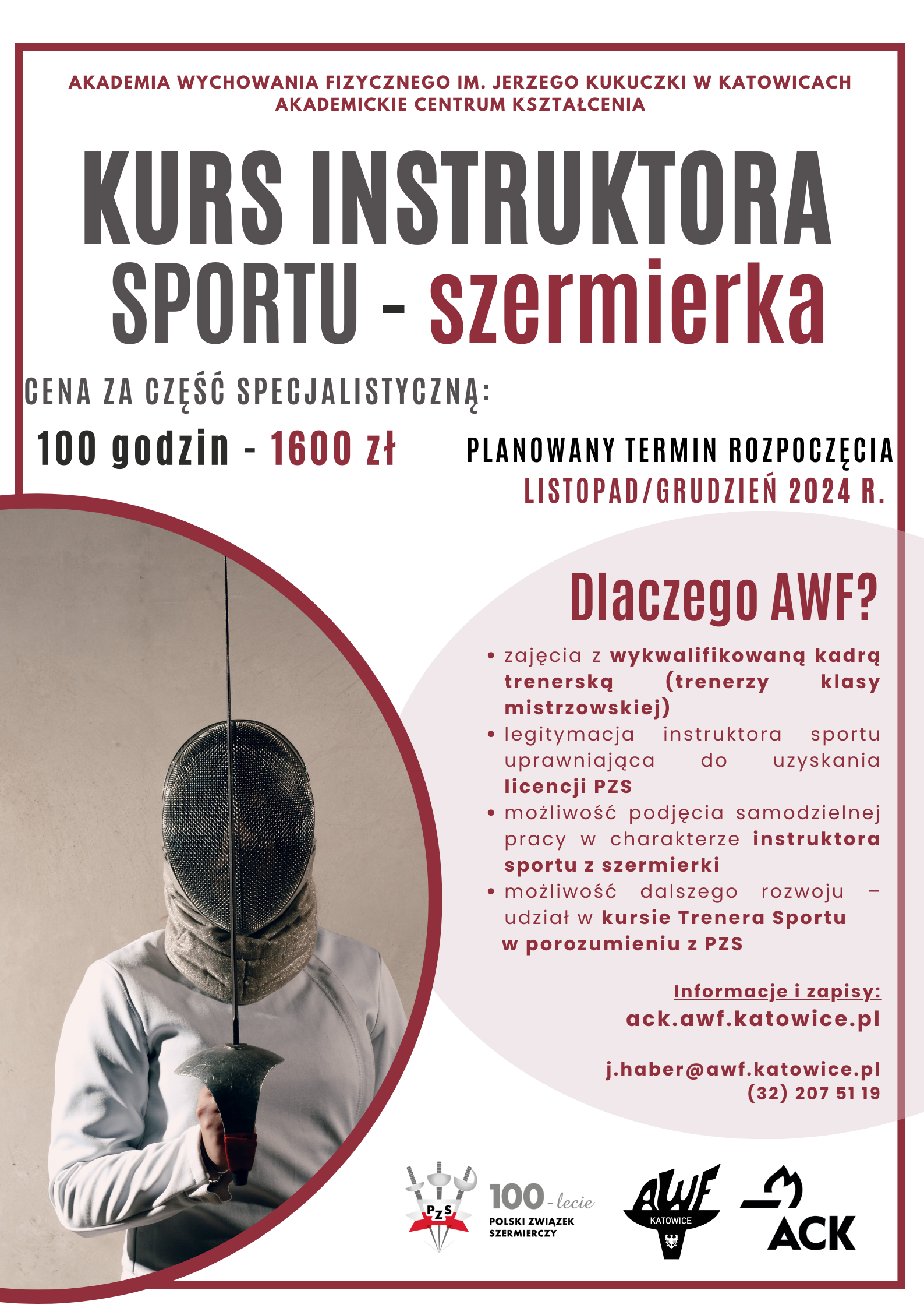 Plakat kurs instruktora sportu szermierka