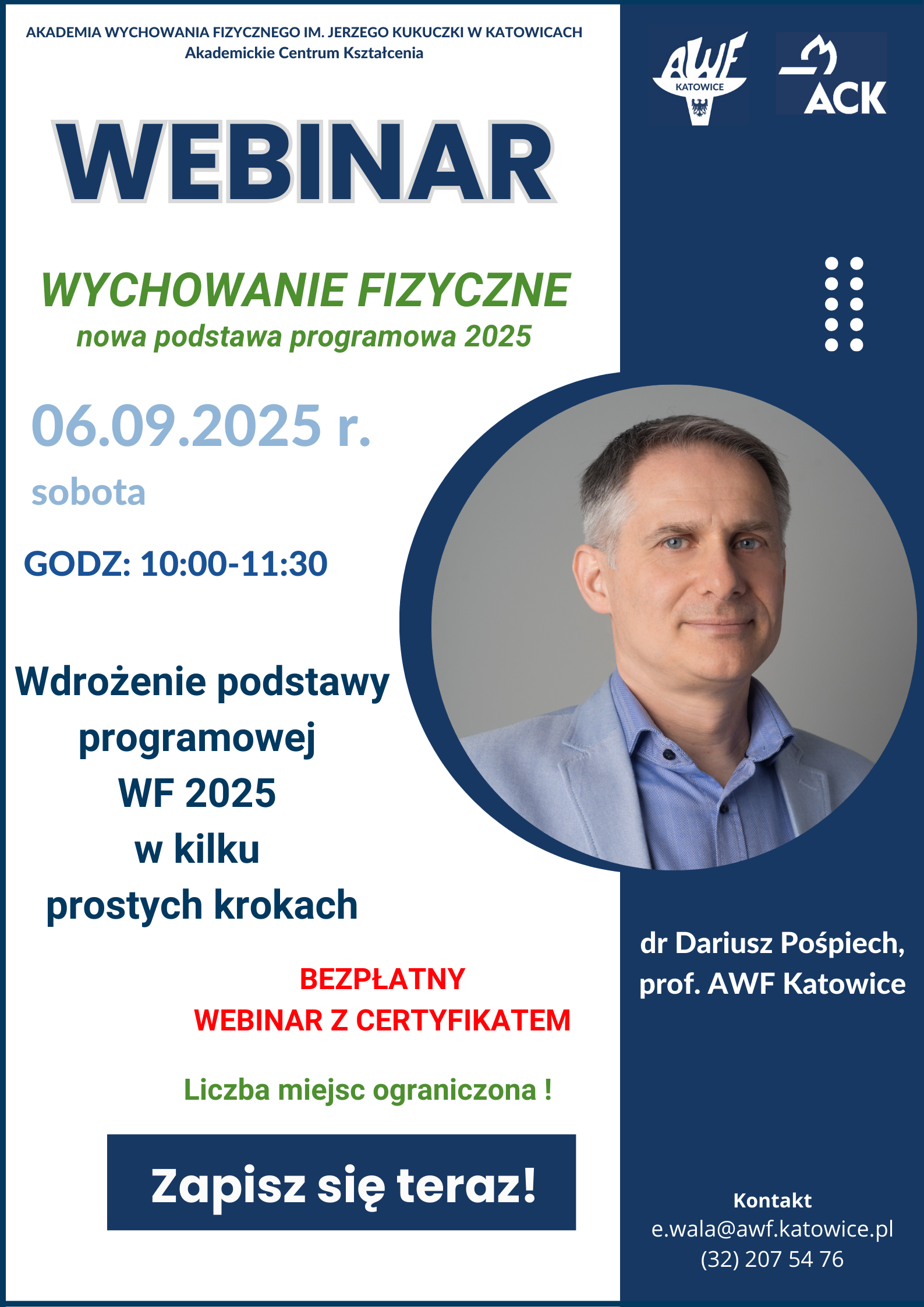 Plakat webinaru Nowa podstawa programowa WF 2025