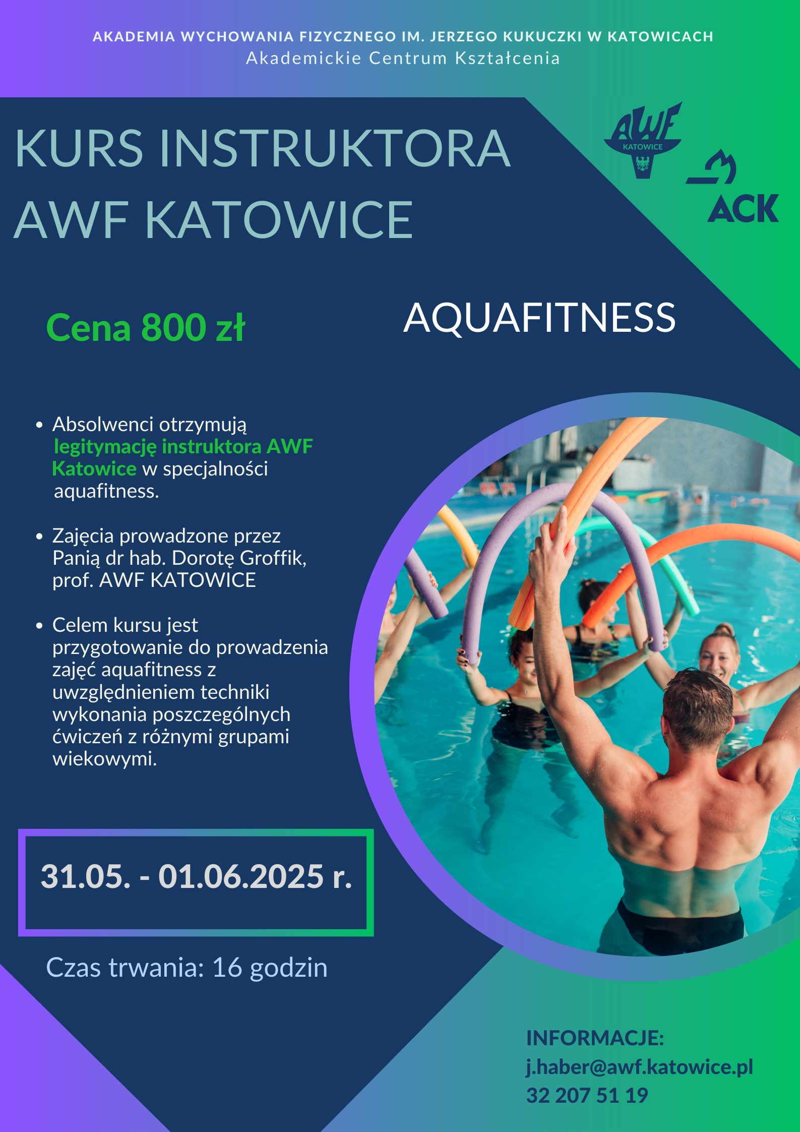 Plakat kursu aquafitness