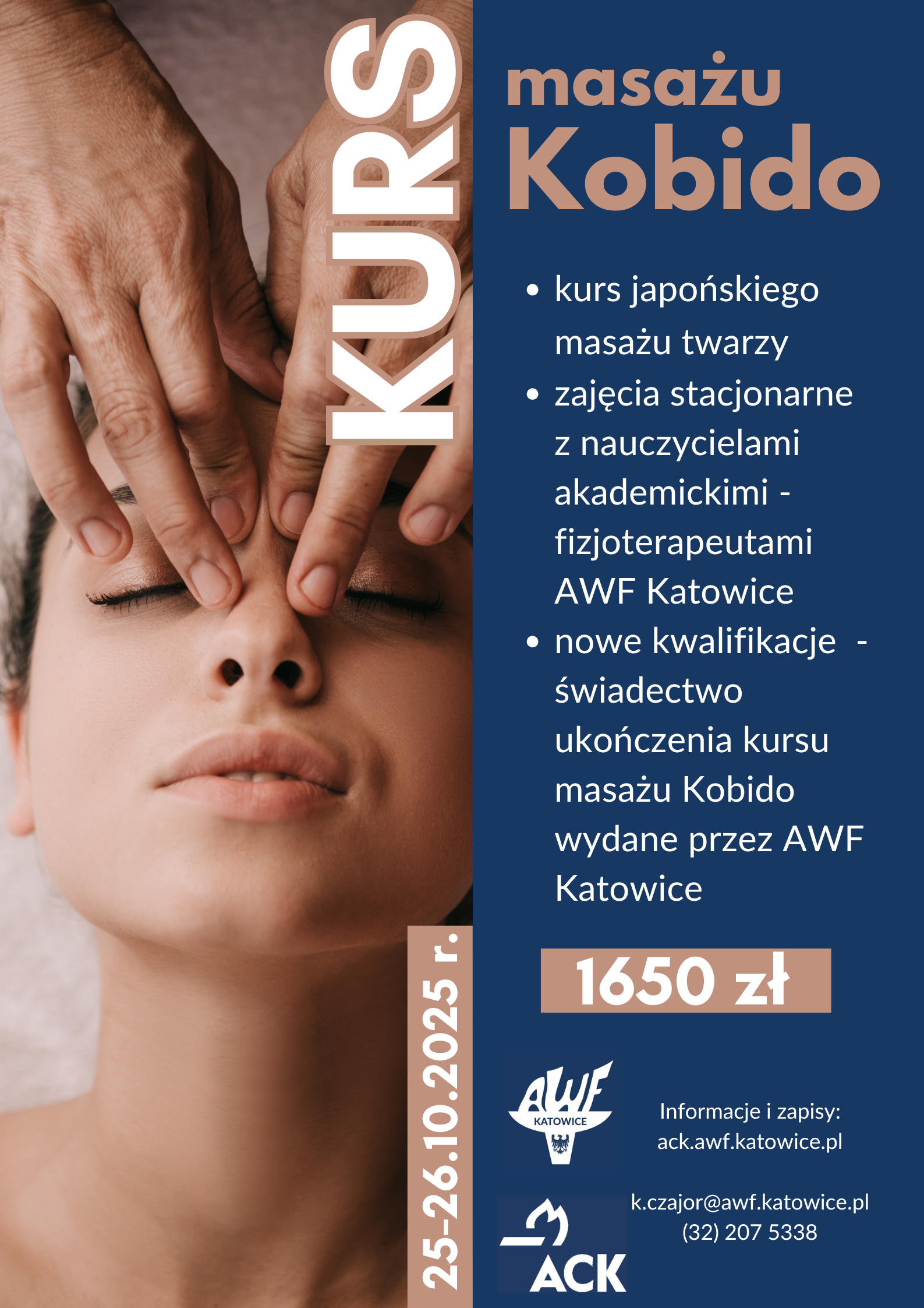 Plakat kursu masażu kobido