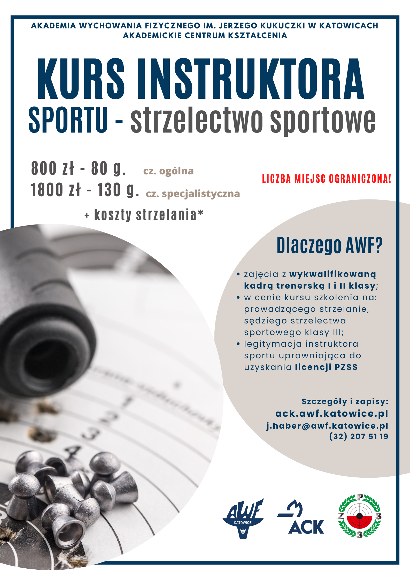 Plakat kursu instruktora sportu w strzelectwie sportowym