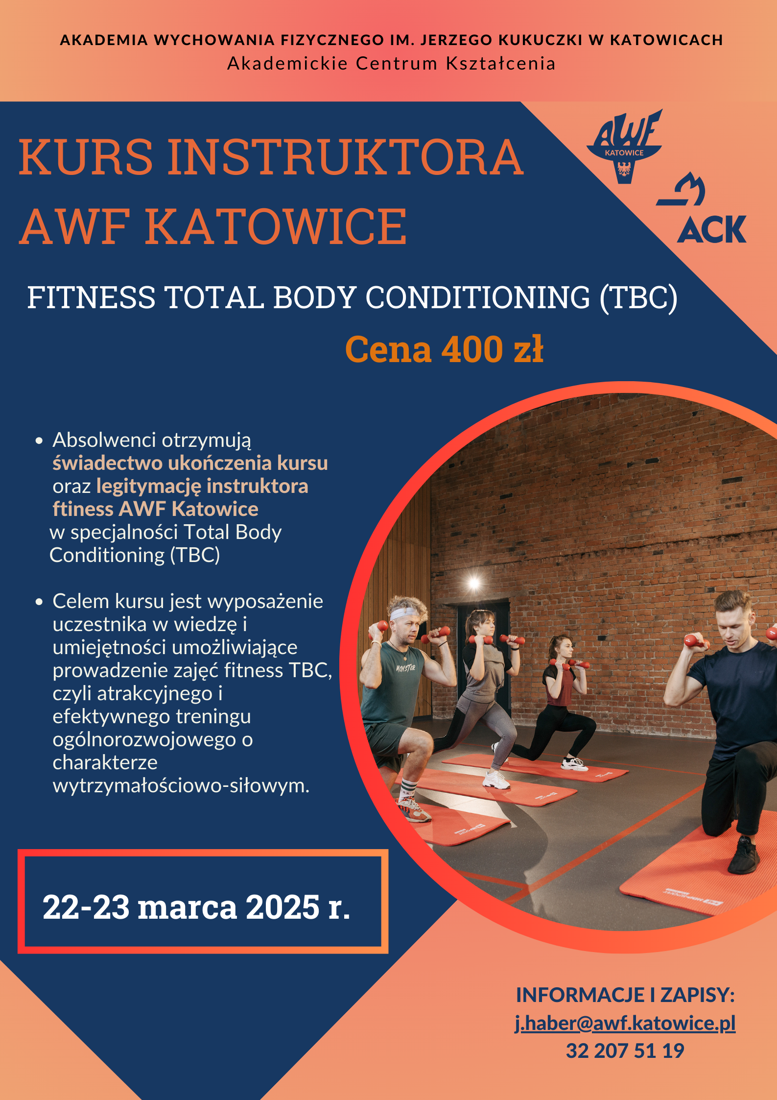 Plakat kursu instruktora Fitness Total Body Conditioning