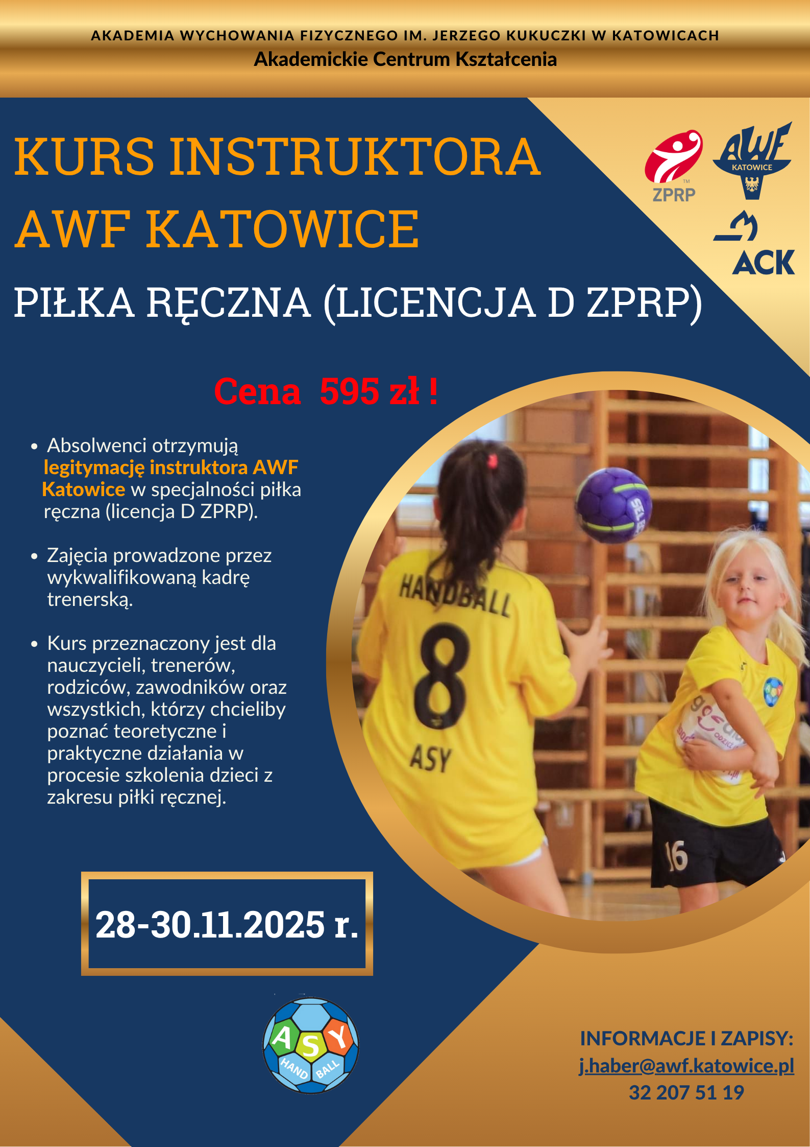 Plakat kursu instruktora AWF w piłce ręcznej licencja D