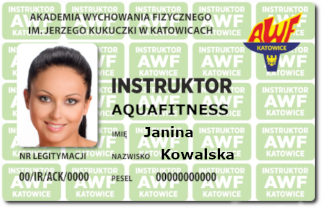 Legitymacja instruktora AWF Katowice z przodu